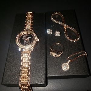 Women's jewelry Cat watch, size 7 ring, bracelet, necklace stud earrings. NWT